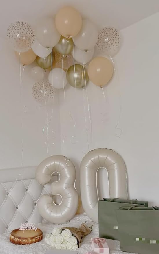 Cream White Number 0 Balloon 40 inch, Birthday Party Balloons Decorations | - Image 5