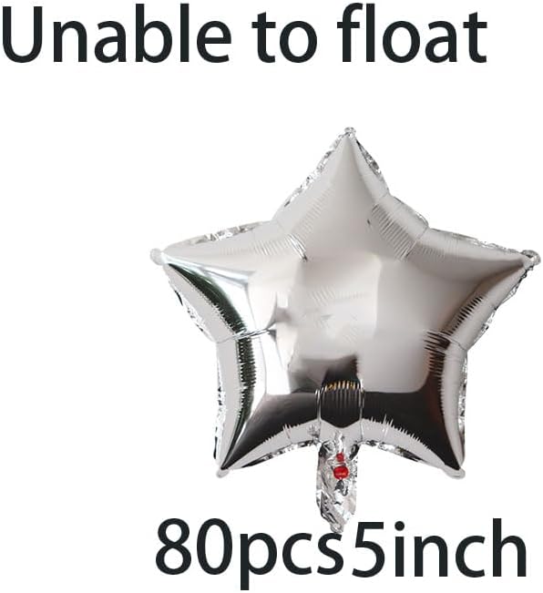80pcs 5 Inch Silver Star Shape Foil Balloon - Image 2