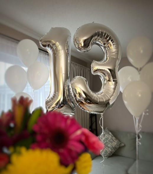 Silver Number 3 Balloon 40 inch, Balloon numbers party supplies, deco photo - Image 7