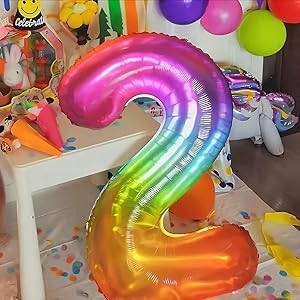 Rainbow Number 6 Balloon 40 Inch Rainbow 6 Balloon Giant Helium Foil Number 0 - Image 6