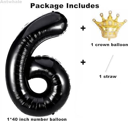 40 Inch Black Number Foil Balloons - Image 2