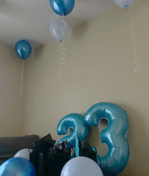 Pearl Blue Number 3 Balloon 40 inch, 3rd Birthday Party Balloons Decorations | - Image 5