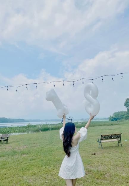 White Number 8 Balloon 40 inch, Balloon numbers party supplies, deco photo shoot - Image 5