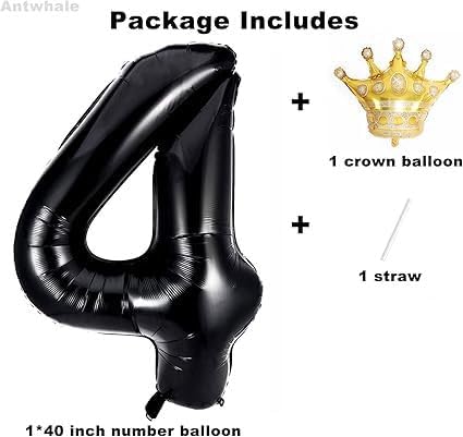 40 Inch Black Number Foil Balloons - Image 2