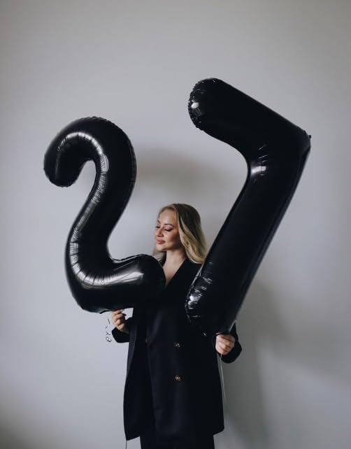 Black Number 7 Birthday Balloon 40 Inch, 7 17 27 70 77 Party Celebration - Image 3