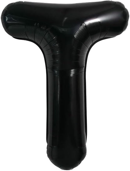 40 Inch Black Letter T Foil Balloon, Large Jumbo Mylar Helium Alphabet Balloon - Image 2