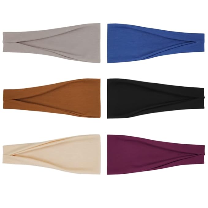 Fashion Headbands For Women Wide Headband Yoga Workout Head Bands Hair Accessories Band 6 Pack