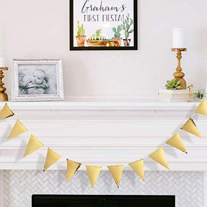 40Ft Gold Party Decoration Triangle Flag Banner Double Sided Metallic Paper - Image 4