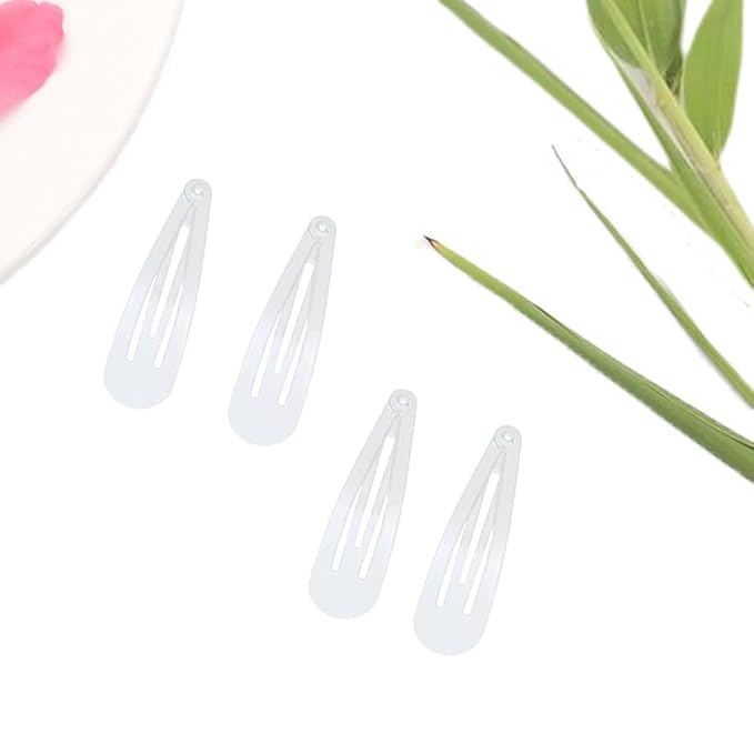 2 Inch White Hair Clips Barrettes Metal Snap Clips for Women Durable Water Drop Ideal Hair Accessories for Hairdressing Wedding and Everyday Use 20 pcs