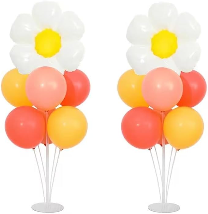 Daisy Balloon Table Centerpieces Stand Kit 2 Sets, Boho Groovy Party Decortions by ZyloonDecoration