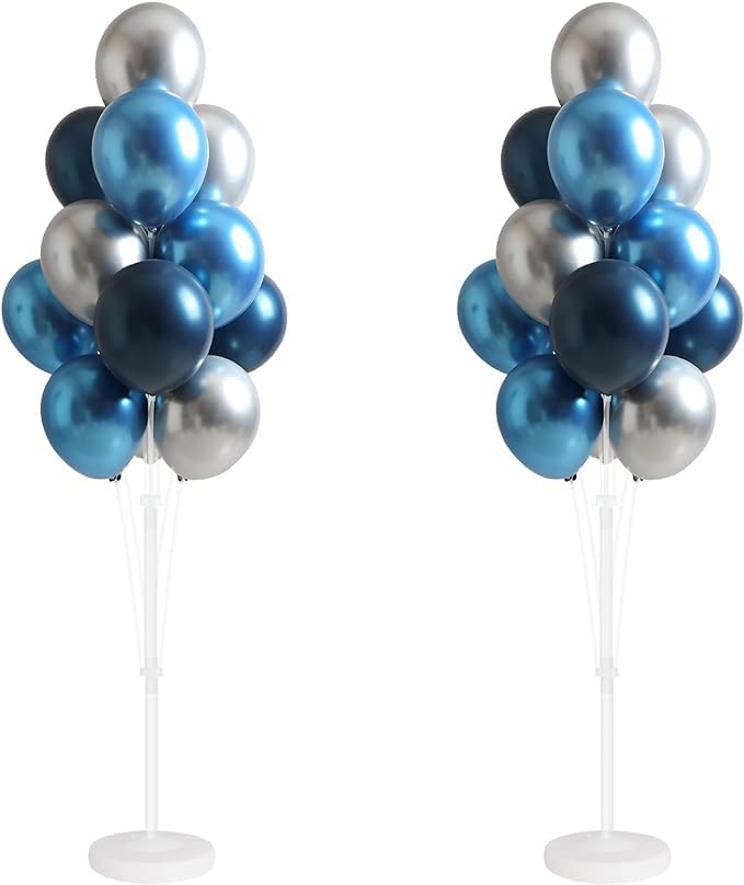 Leesoot 2 Sets 62inch Blue Silver Floor Balloon Column Kit Stand by Unknown