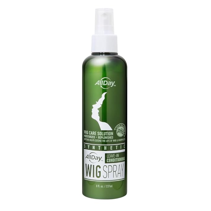 AllDay Locks Synthetic Wig Spray (8 oz) | Revitalizing & Refreshing Leave-In Conditioner | Smoothens, Detangles & Nourishes | Cleanses, Softens and Revitalizes Synthetic Hair | 8 oz
