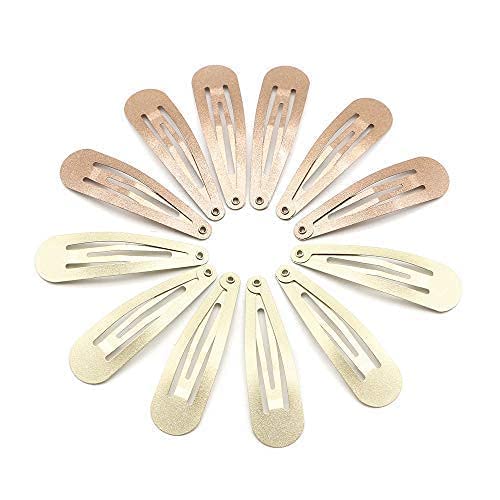 Dofash 12PCS Snap Hair Clips For Women-Non Slip & Metal Hair Barrettes, 5cm 2'' Small Clips For Thin & Fine Hair, Blonde + Light Brown