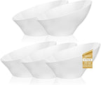 BESTSTAR 20OZ Plastic White Serving Bowls 8 Pack Angled Disposable Party Bowls for Chips, Salad, Fruit & Candy – Heavy Duty Clear Serving Bowls for Parties, Buffet, Catering, Christmas