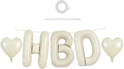 TONIFUL Cream White Big HBD Letter Happy Birthday Balloons Banner 40 Inch Ivory by TONIFUL