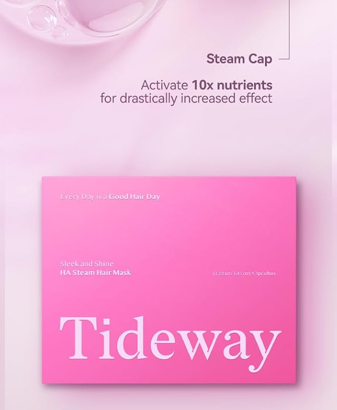 TIDEWAY Self-Heating Steam Hair Mask for Damaged Hair – 5-Minute Cordless Deep Conditioning Treatment with 5D Hyaluronic Acid & Triple Keratin, Salon-Level Repair for Dry, Frizzy Hair