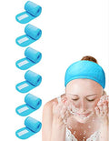 EUICAE Hairband, Spa Headband Pack of 6 - Blue, Fits All, Non-slip Stretchable, Washable Makeup Headband for Face Wash, Facial Treatment, Sport