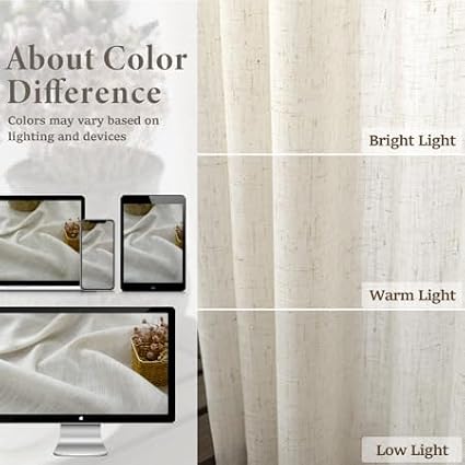 Pitalk Back Tab Linen Curtains 95 Inches Long 2 Panels Set - Image 4