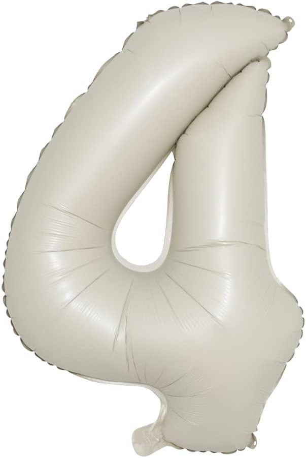 32 inch Cream Color Number Balloons 0-9 Large Digital Foil Helium Ball Girl by RUIANSI