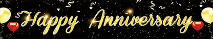 Happy Anniversary Large Banner Wedding Anniversary Banner Black Gold Outdoor - Image 4