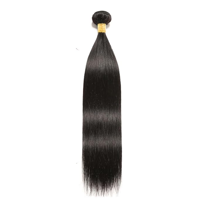 Straight Bundles Human Hair Color 1B Bundles Brazilian Virgin Remy Hair Single Bundle 24 Inch Double Weft Soft and Silky Natural Black Straight Bundle Hair Weave 100g