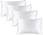BEDELITE Satin Pillowcase for Hair and Skin, Super Soft Similar to Silk Pillow Cases 4 Pack with Envelope Closure, Cooling Pillowcases for Women Men (20"x26" Standard Size, White)