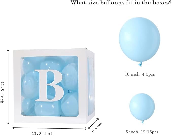 Baby Boxes with Letters – 4 pcs White Transparent Balloon Boxes – Perfect - Image 4