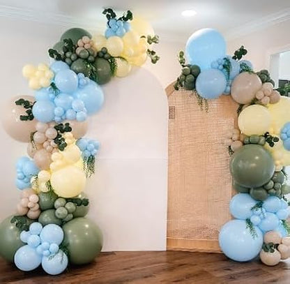 Green Blue Yellow Balloon Arch Kit, Boho Balloon Garland - Image 4