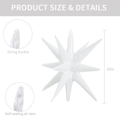 TONIFUL 4 Pcs Explosion Star Balloons White Foil Balloon Party Decorations | 22 - Image 2