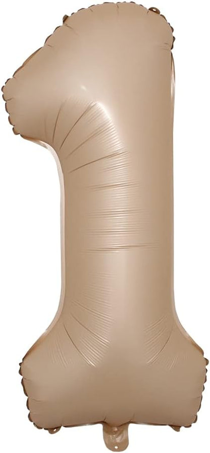40 inch Caramel Cream Color Number Balloons 0-9 Large Digital Foil Helium Brown by RUIANSI