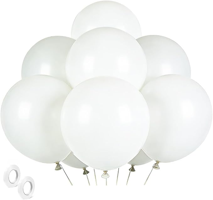 White Balloons Birthday Decorations 30 Pack 18 inch Round Wedding Ballons by BOMSI