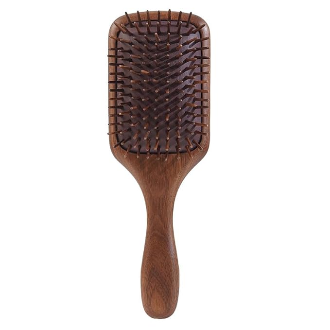 Lindale Walnut Wooden Hair Brush for Hair Growth with Natural Walnut Bristles Detangler Paddle Hairbrush for Massaging Scalp for Women Men, Reduces Static for Curly Hair with Ergonomic Handle Square