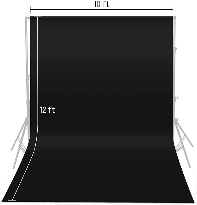HEMMOTOP Black Backdrop, Seamless Photography Background Screen | Polyester - Image 8