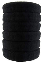 Styla Hair Ties for Thick Hair - Pack of 6 Black Seamless Hair Elastics Scrunchies for Heavy, Curly Hair Accessories Ponytail Holders