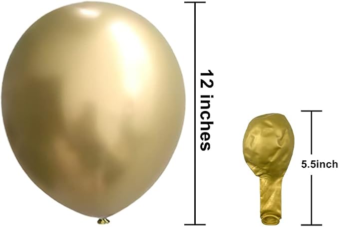 KBZVNAF Gold Metallic Chrome Latex Balloons 50 Pack 12 inch | Round Helium - Image 2