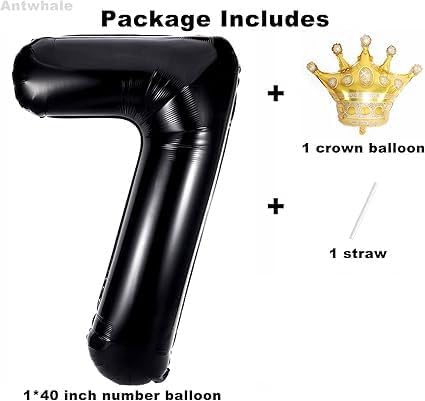 40 Inch Black Number Foil Balloons - Image 2