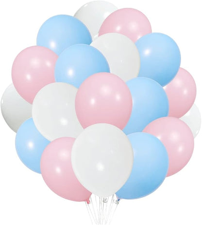 300 Pack White Pink and Blue Balloons 100 of each of the 3 colors 12 inch White by ZWZLIULIAN