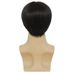 Kaneles Mens Short Black Straight Wigs Natural Middle Part Synthetic Hair Daily Cosplay Costume Fluffy Wig(Black)