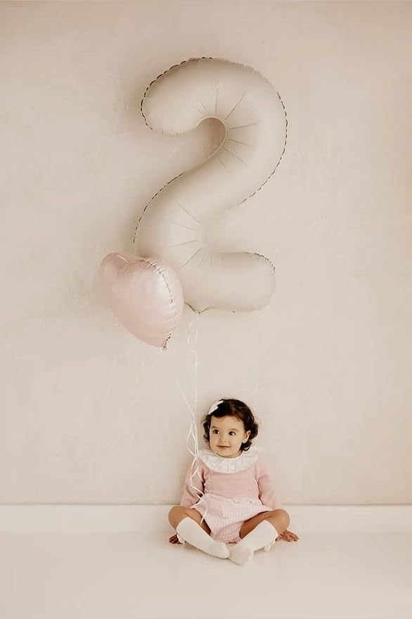 Cream White Number Balloons 40 Inch 1 Balloon - Image 2