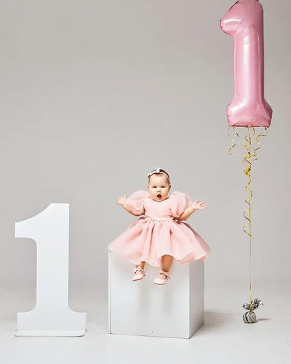 Number 1 Balloons 40 Inch for 1st 11 Birthday Party Decoration, Pastel Pink | - Image 2