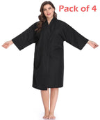 Salon Robes Smock for Clients, Pack of 4, Hair Salon Client Gown Cape, Black