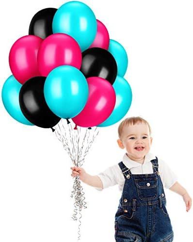 TecUnite 100 Pcs Rose Red Black Blue Latex Balloons 13 Inch Colorful Round - Image 7