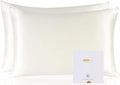 ZIMASILK 100% Pure Mulberry Silk Pillowcase 2 Pack, Soft and Smooth,Both Sides Premium Grade 6A Silk,600 Thread Count,with Hidden Zipper (Queen 20''x30'',Ivory)