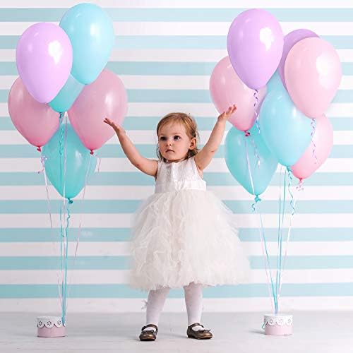 TecUnite 100 Pcs Pink Purple Blue Latex Balloons 13 Inch Colorful Round Balloons - Image 3