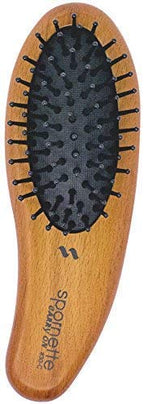 Spornette Carry On Wooden Handle Oval Cushion Mini Hair Brush #30-C Travel Size Brush Fits in Purse or Carry-On Bag for Quick Brush Outs, Detangling, Styling, Smoothing Thick, Normal & Thin Hair