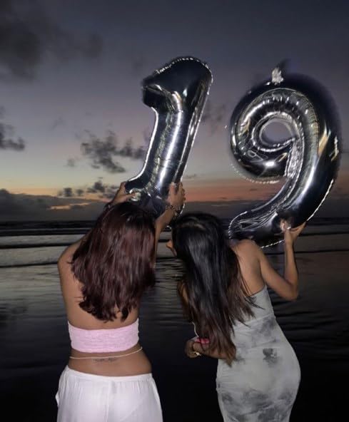 Silver Number 9 Balloon 40 inch, Balloon numbers party supplies, deco photo - Image 4