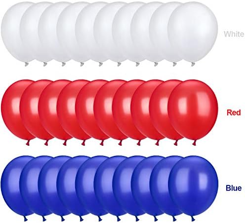 TecUnite 100 Pcs Red White Blue Latex Balloons 13 Inch Colorful Round Balloons - Image 6