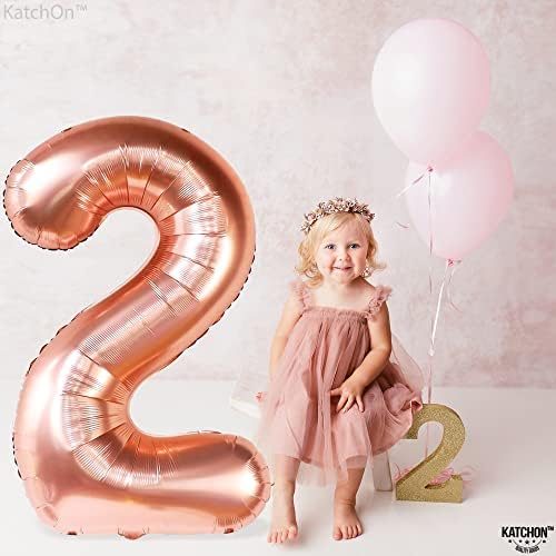 KatchOn Rose Gold Number 2 Balloon 40 Inch | Mylar Rose Gold 2 Balloon - Image 7
