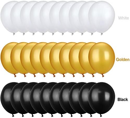 TecUnite 100 Pcs Black Gold White Latex Balloons 13 Inch Colorful Round Balloons - Image 6
