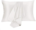 Silk Pillowcase for Hair and Skin 2 Pack 100% Mulberry Silk Bed Pillowcase Hypoallergenic Soft Breathable Both Sides Silk Pillow Case with Hidden Zipper, Queen Size Pillow Cases (White)